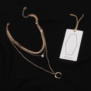 Wholesale Latest Design Multilayer Metal Crescent Pendant Choker Wedding Accessory Necklace