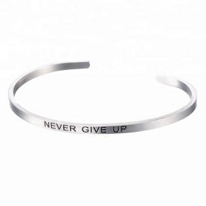 Never Give Up Engraved Cuff Bracelet For Girlfriend Boyfriend Couples Mom Kids