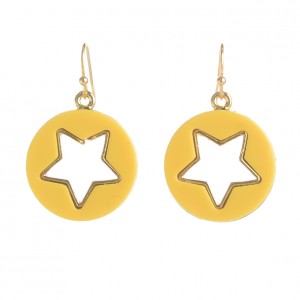 WENZHE Fashion Yellow Round Hollow Star Shape Acrylic Drop Earrings For Women