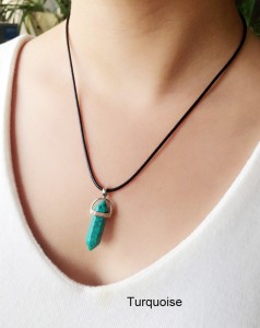 Wholesale fashion women jewelry natural crystal stone bullet shape healing point pendant necklace