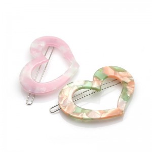 Fashion Wholesale Korean Style Custom Acrylic Heart Shaped Design Hair Clips for Girls