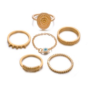 Seal pattern eye chain ring set of 6