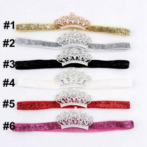 Crystal crown elastic headband hair accessories baby kids party headband