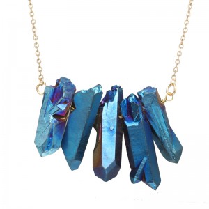 Fashion Colorful Crystal Pendant Necklace Women Natural Stone Necklace