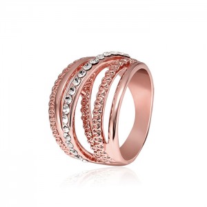 New Design Fashion Crystal Paved Finger Ring Multilayer Diamond Wedding Rings For Women