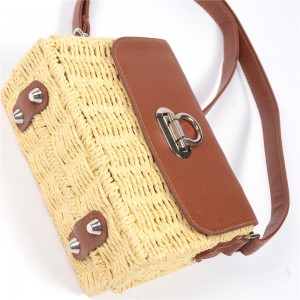 WENZHE Fashion Hand-woven Rattan Bag Summer Straw Shoulder Bags Women Handbags Beach Bag