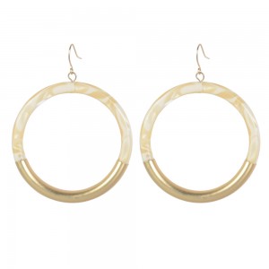 WENZHE Women Vintage Hollow Geometric Round Circle Acrylic Resin Dangle Drop Earrings