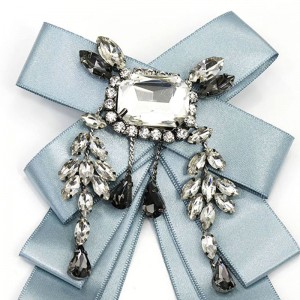 WENZHE European New Wholesale Rhinestone Brooch Exaggerated Female Korean Bow Tie Women Brooch