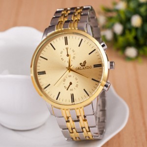 Men’s steel belt watch simple scale casual quartz watch