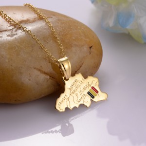 Fashion Belgium Map Shape Gold Necklace Designs Girls Wholesale