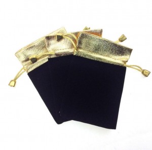 Professional custom golden edge velvet drawstring bag gift jewelry pouch