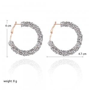 Fashion Gold Plated Crystal Rhinestone Big Circle Hoop Earrings