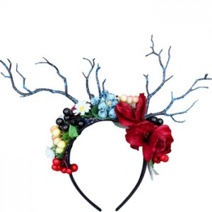 2019 Newest Design Halloween Festival Emulational Flower And Berry Hair Bands With Antlers
