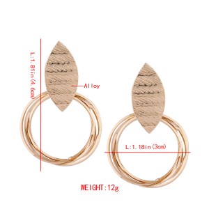 Wholesale Fashion Alloy Jewelry Metal Gold Geometric Big Circle Drop Earrings