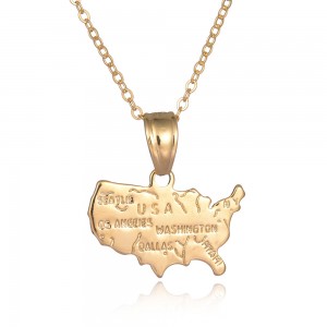 Wholesale USA Map Texas State Map Pendant Chain Necklace Gold Plated Gifts Jewelry