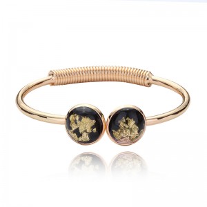 Hot Sale good quality metal gold plated round abalone shell bangle cuff bracelets