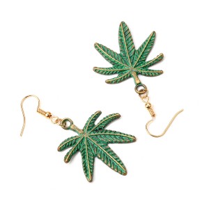 Fashion Gold Plated Alloy Eardrop Women Leaf Shape Earrings