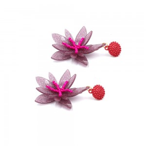 European and American Hot Style Seed Beads Acrylic Flower Shaped Dangle Earrings