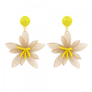 European and American Hot Style Seed Beads Acrylic Flower Shaped Dangle Earrings