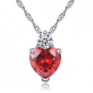 Sparkly Sparkle Heart Cut Purple Cubic Zirconia Crystal Pendant Necklace For Girls Gifts