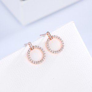 Wholesale S925 Sterling Silver Geometric Shape Zirconia Circle Stud Earrings