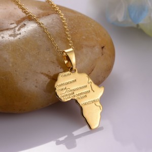 Factory direct fashion jewelry ladies Africa map charm necklace personalized alloy gold plated necklace