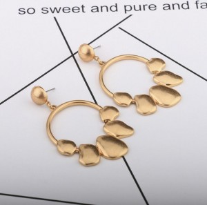 Fashion yellow gold tone circle earring best gift for girlfriend