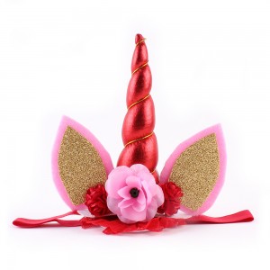 New Birthday Party Accessories Handmade Animal Ear Flower Unicorn Headband For Girls