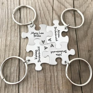 Bridesmaid Gift – Puzzle Piece – Engraved Key Chain – Wedding – Bridal Party – Wedding Puzzle – Bridesmaid Keychain – Wedding Favor