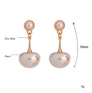 New promotion gold color pearl jewellery simple lady brand pearl earring