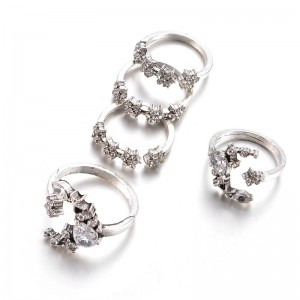 Europe and America Bohemian 5 piece set diamond set ring