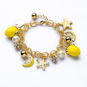 Star Starfish Bracelet Summer Lemon Yellow Fruit Bracelet For Women