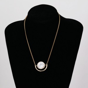 Wholesale Women Jewelry Gold Chain Necklace White Black Round Turquoise Marbled Stone Necklaces