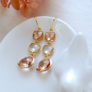 Round shape crystal dangly ear jewelry pendant earring large artificial zircon pendant earring for women