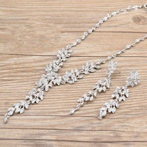High quality fashion rhinestone alloy earrings necklace jewelry set for women