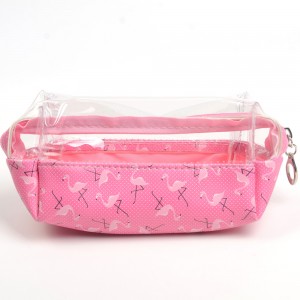 WENZHE Travel Floral Pink Flamingo Women Makeup Bags Female Zipper Cosmetics Bag