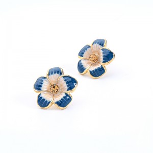 Fresh enamel glaze flower earring studs female temperament Korean fashion earring for woman