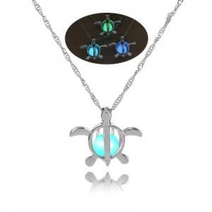 Tortoise glow chunky stone glowing crystal necklace