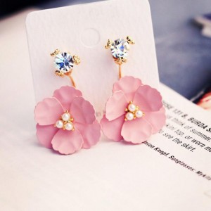 Latest Product European Style Crystal Pearl Multi Layer Flower Petal Custom Earring
