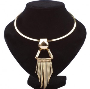 Gold plated tassel geometry exaggerated alloy necklace multi layer necklace