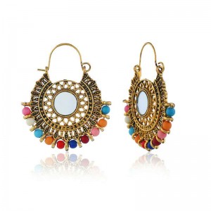 WENZHE Elegant etnnic bohemian boho indian party vintage sun flower openwork earrings woman jewelry