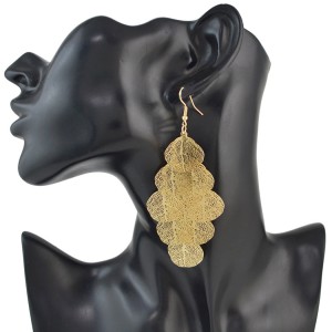 Fashion Statement Jewelry Gold Hollow Multi Layer Leaf Chandelier Earrings for Women