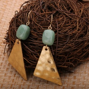 Latest new designs single natural stone earrings gold plated drop earrings