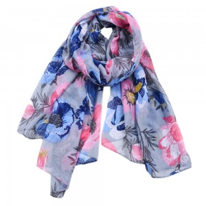 WENZHE New Style Satin Printed Leaf Flower Scarf Women Colorful Shawl Beach Towel Scarf