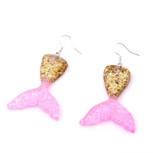 European and American Hot Products Glitter Mermaid Tail Resin Dangle Drop Earrings Sea Jewelry