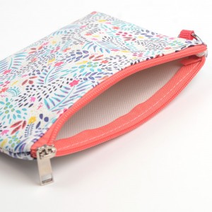 WENZHE Floral Cotton Canvas Cosmetic Makeup Zipper Pouch Bag