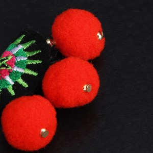 Wholesale new 3 Small Fur Ball Pendant Embroidery Design Earrings, National Tassel Earrings Boho Jewelry