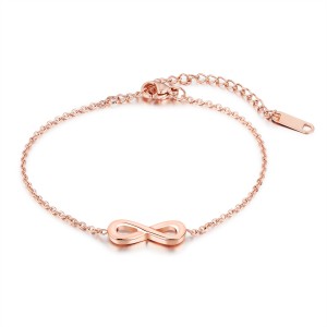 Fashion Rose Gold Stainless Steel Infinity 8 Charm Bracelets for Women Girls