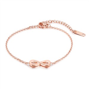 Fashion Rose Gold Stainless Steel Infinity 8 Charm Bracelets for Women Girls