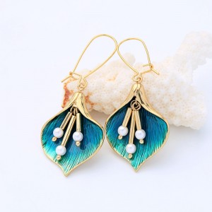 Fashion earring designs new model earrings bohemia elegant drop oil pearl shell flower earring